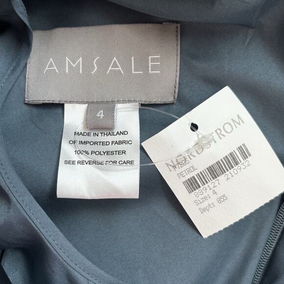 Amsale Womens Dress 4 Green Handkerchief Hem Dress Satin Evening Cocktail New - Picture 3 of 15